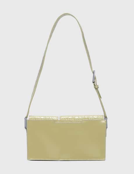 BABY BILLY OLIVE CROCO AND SEMI PATENT LEATHER BY FAR yellowBAG
