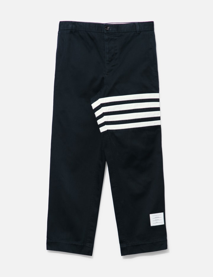 Thom Browne Cotton Twill 4-bar Chino Trousers In Blue