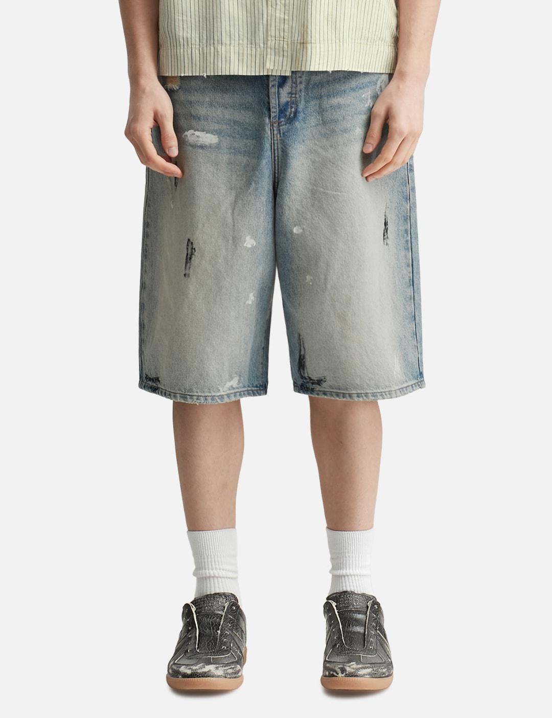 Dirty Mid Blue Baggy Shorts view 11