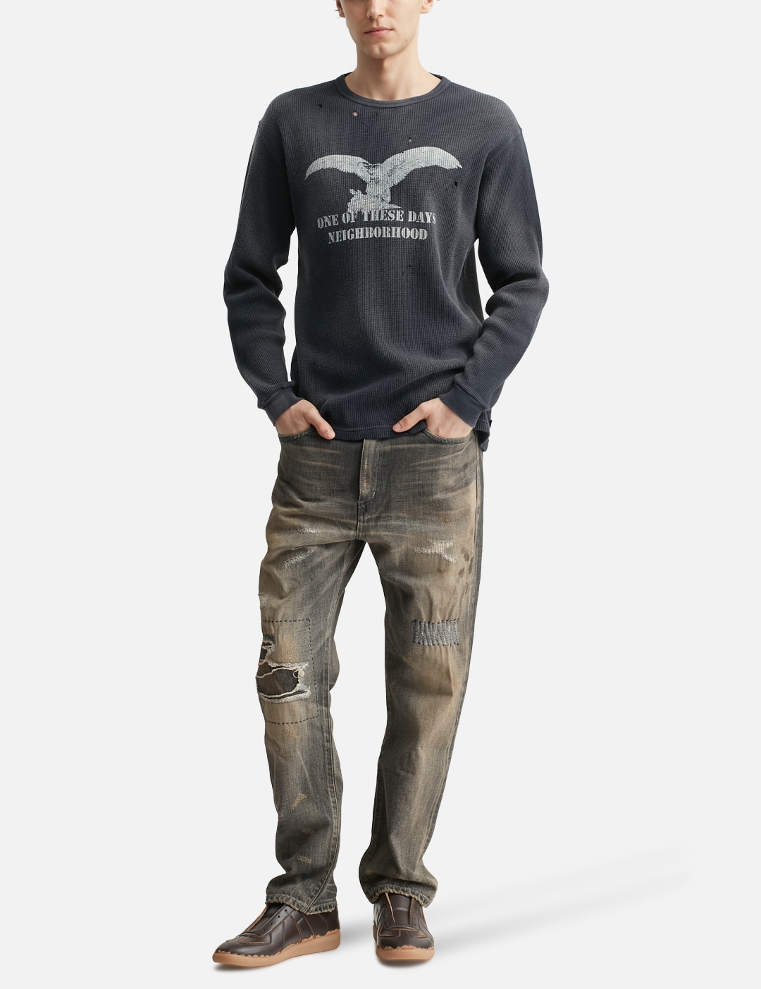NH X OOTD . Waffle Fabric Crewneck Long Sleeve view 16