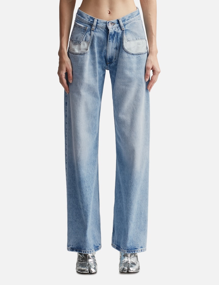 Straight Jeans With Contrasted Pockets Placeholder Image