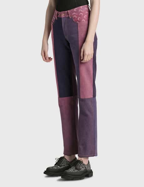 Marine Serre Regenerated Pink-Tone Denim Trousers HBX