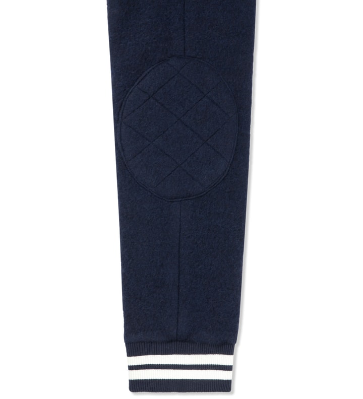 Classic Navy Felted Fleece Mix Button Blazer with Rib Cuffs Placeholder Image
