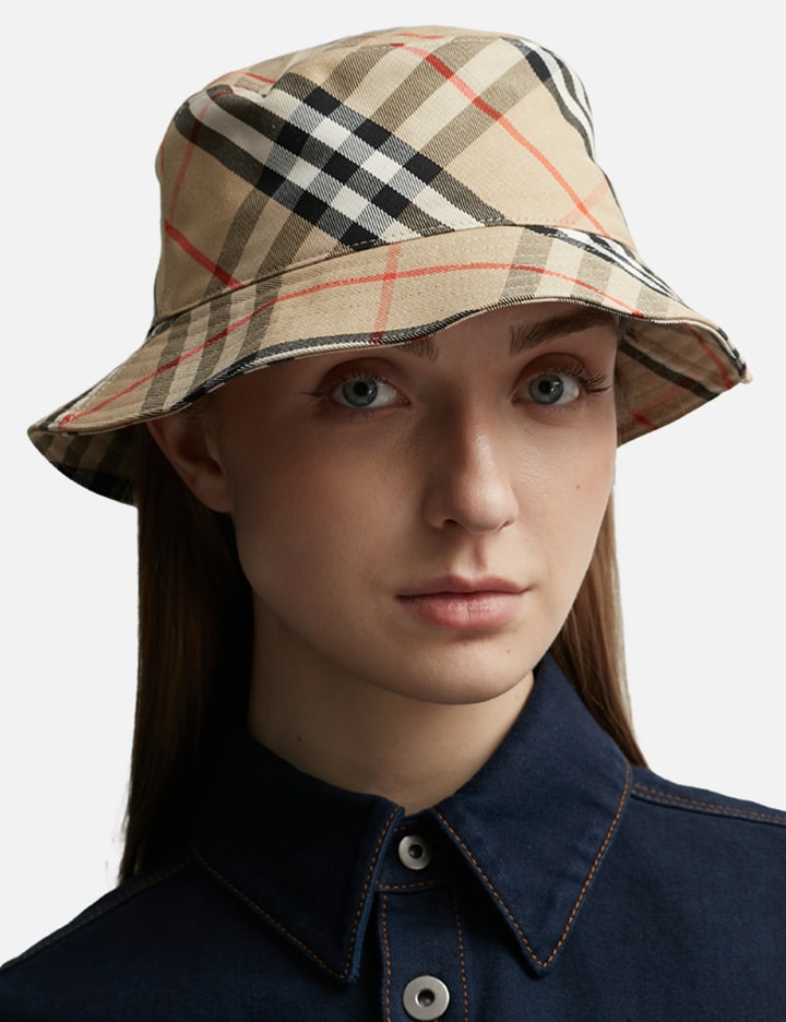 Shop Burberry Check Cotton Blend Bucket Hat In Multicolor
