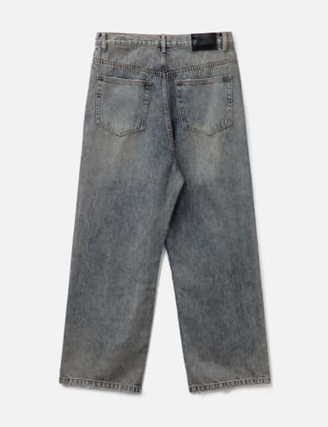 CODA - Gray Acid Washed Distressed Break Cut Straight Jeans | HBX