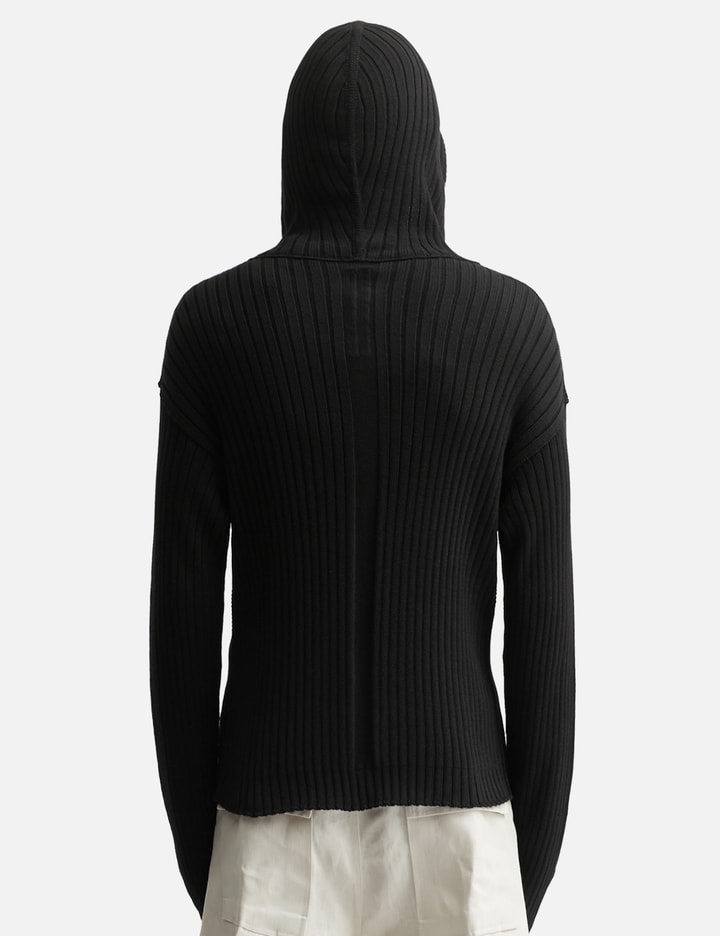 Hollywood Zipped Hoodie In Black Megarib Cotton Knit Placeholder Image