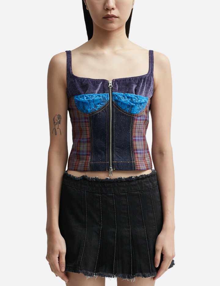 KIRA LACE CHECK ZIP-UP TOP Placeholder Image