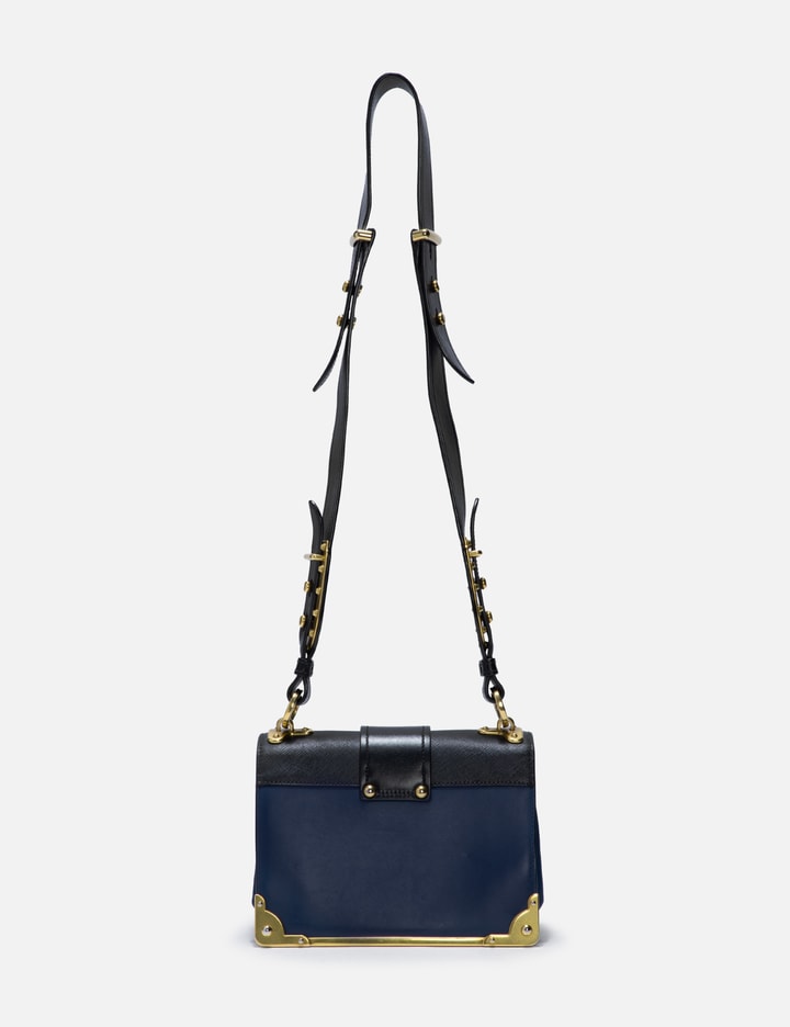 Shop Prada Cahier Leather Bag In Blue
