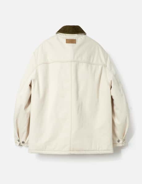 White Cotton Padded Worker Jacket view 8