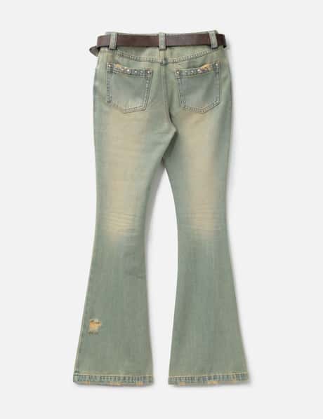 Blue Studded Flared Jeans view 8