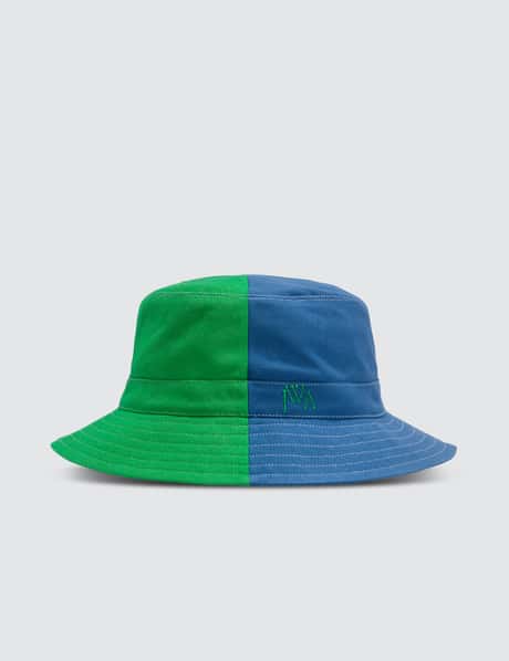 JW Anderson Green Blue Color-blocked Bucket Hat HBX