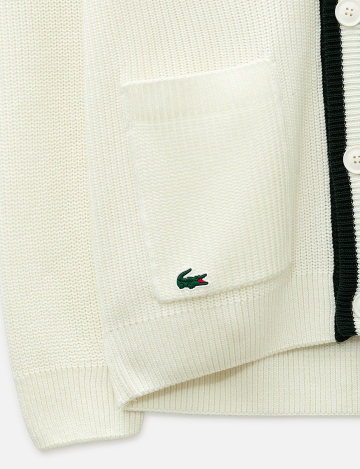 Lacoste Badge Accent Wool Blend Golf Cardigan