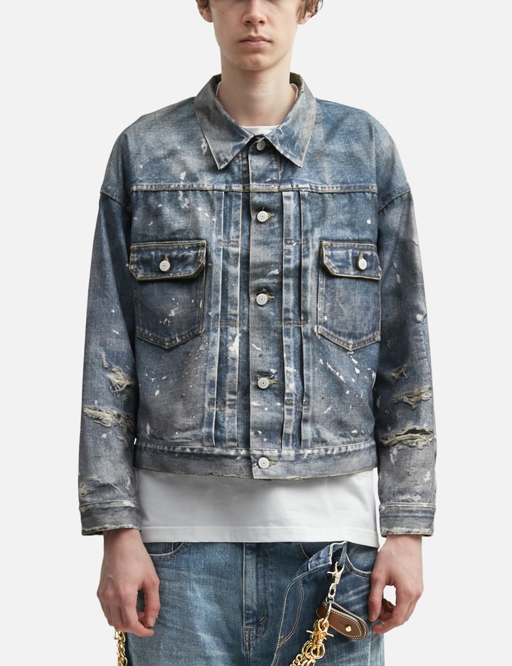 ジュンヤ ワタナベ マン Junya Watanabe MAN X New Manual Cotton Nylon Twill Transfer Printed Trucker Jacket