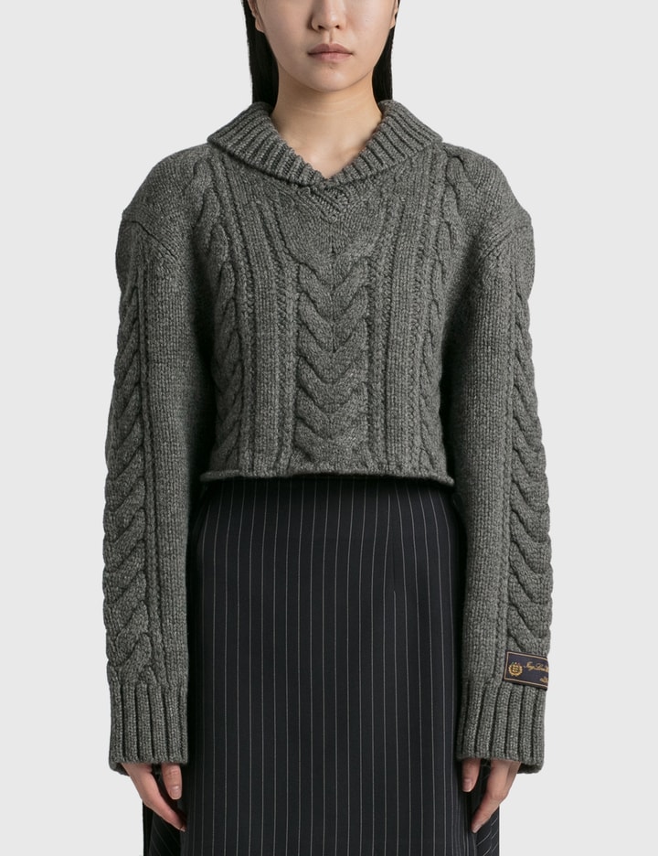 Shawl Collar Cable Crop Sweater Placeholder Image