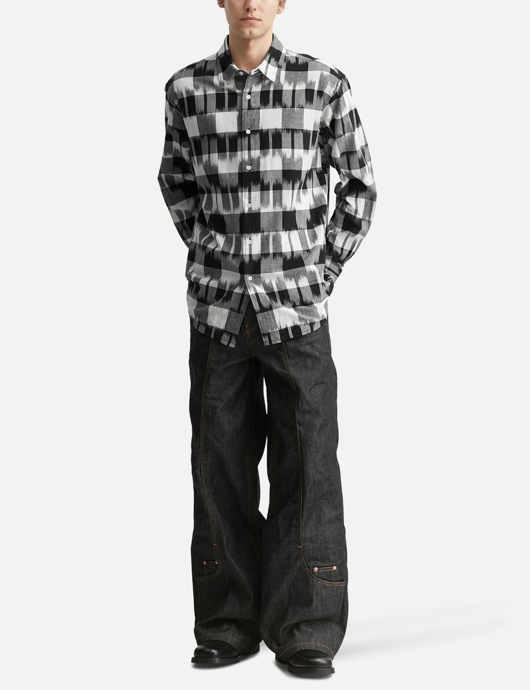 Ikat Check Regular Collar Shirt view 15