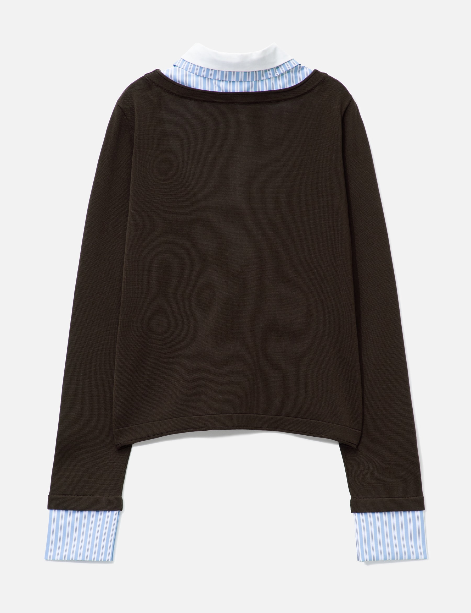 Brown Long-Sleeve Knit Top With Multi-Layer Collar view 17
