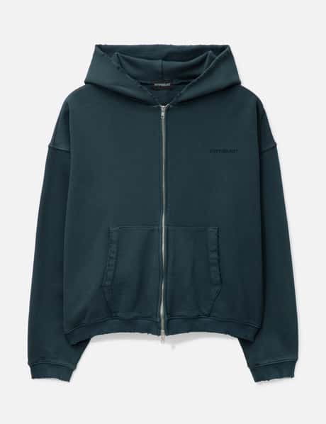 Hypebeast GARMENT DYED LOGO ZIP-UP HOODIE