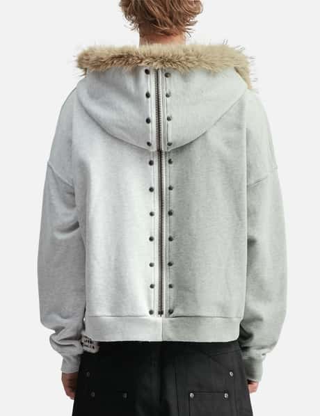 "Nyra" Two-Toned Zip-Up Hoodie With Detachable Fur Trim Hood view 20