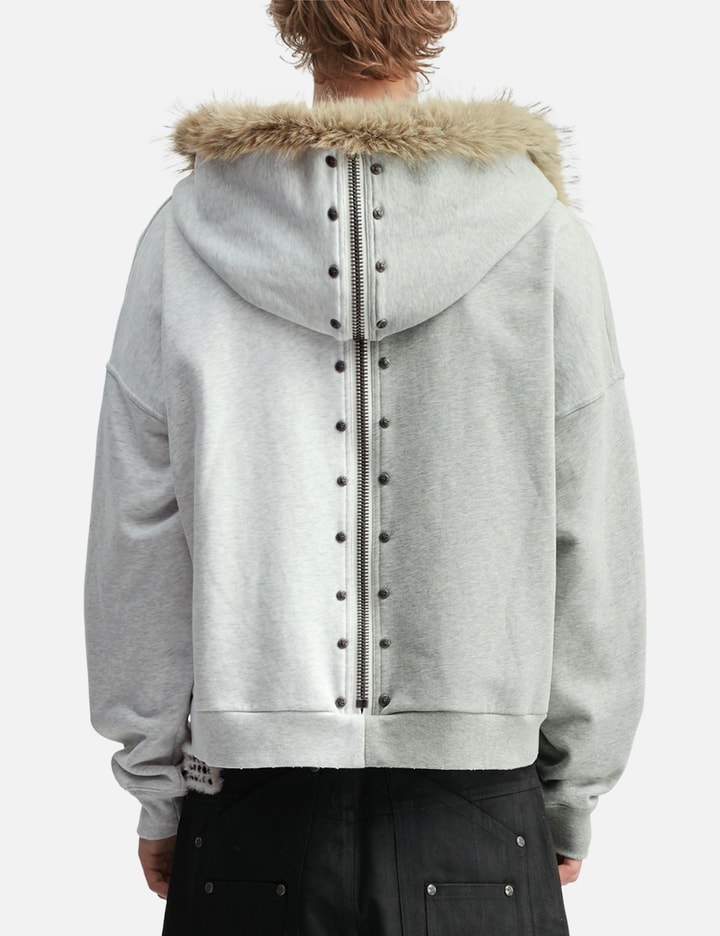 "Nyra" Two-Toned Zip-Up Hoodie With Detachable Fur Trim Hood view 6