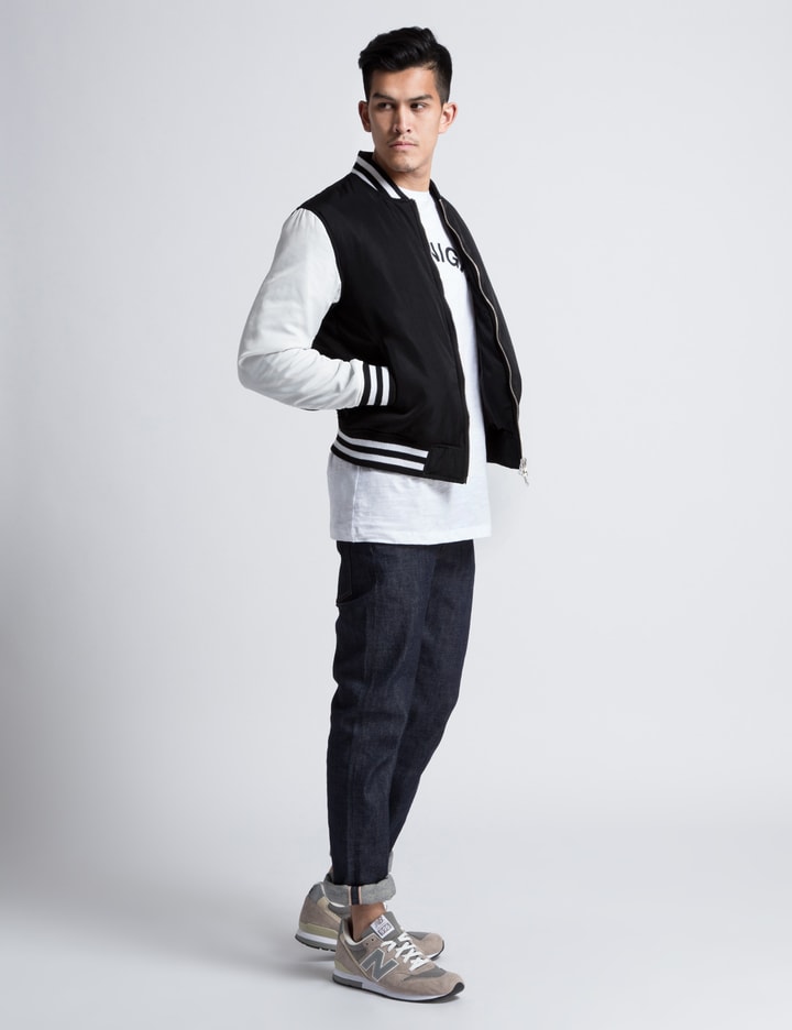 Black/White Nylon Bomber Jacket Placeholder Image
