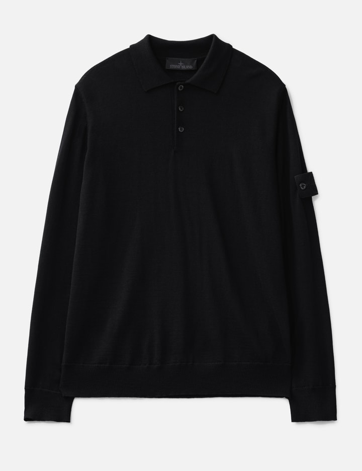Pure Light RWS Wool_Stone Island Ghost Long-Sleeve Polo Jumper Pure Light RWS Wool_Stone Island Ghost Long-Sleeve Polo Jumper