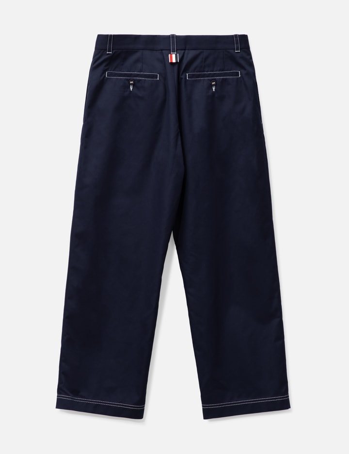 Thom Browne Contrast-stitching Straight-leg Trousers In Blue