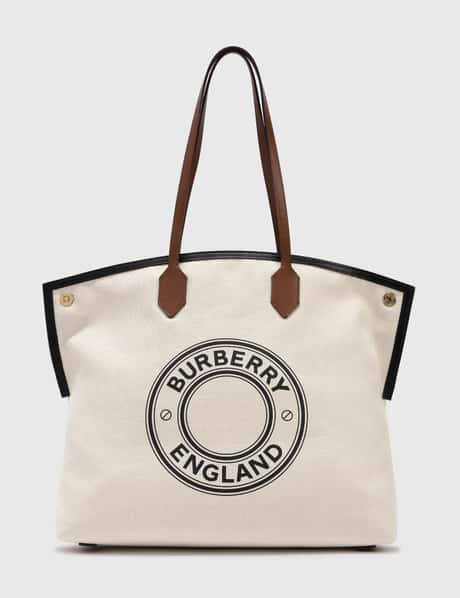 BURBERRY: Large Society Tote Bag in cotton canvas with graphic and