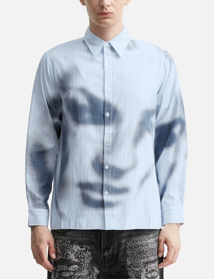 Blurry Face Airbrush Striped Button Up Placeholder Image