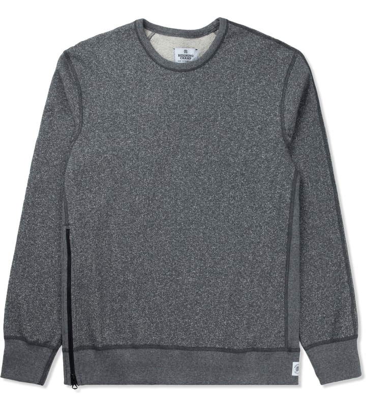 Charcoal RC-3262 Heavyweight Terry L/S Crew Sweatshirt W/ Side Zip Placeholder Image