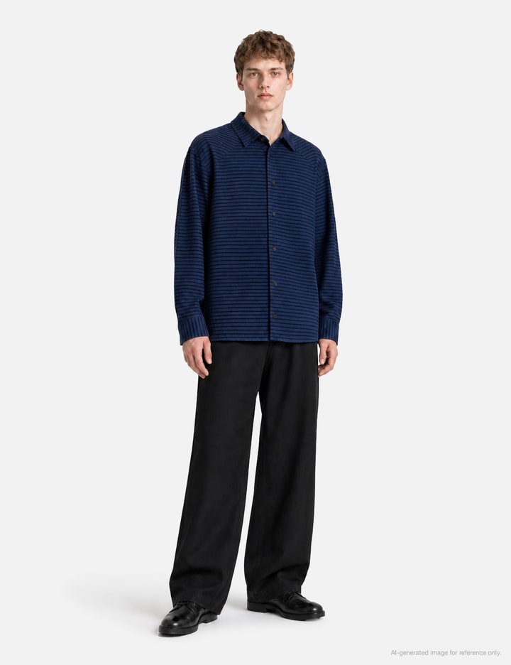 Moondal Adam Cotton Shirt In Navy Stripe