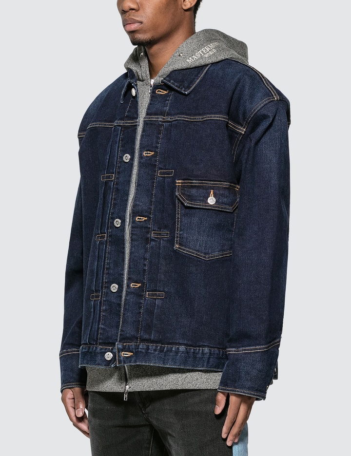Hooded Layer Skull Denim Jacket Placeholder Image