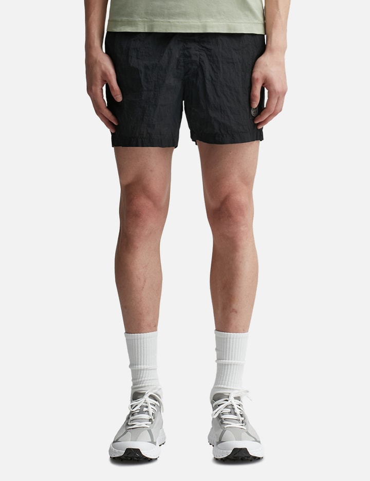 Shop Stone Island Econyl® Regenerated Nylon Swim Shorts In Black