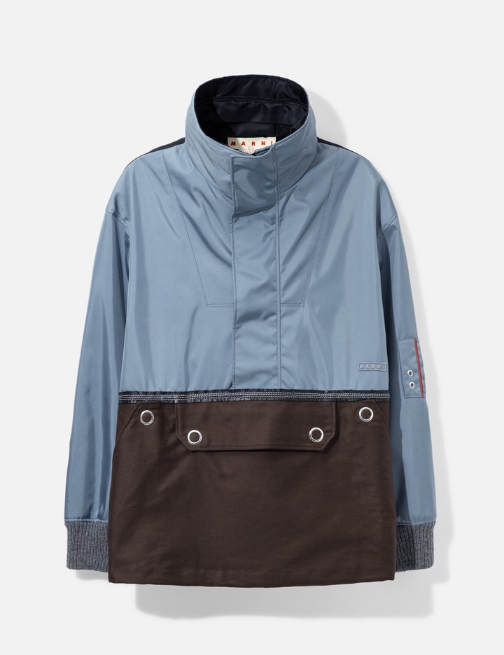 Marni Nylon Half-Zip Jacket With Fur Collar