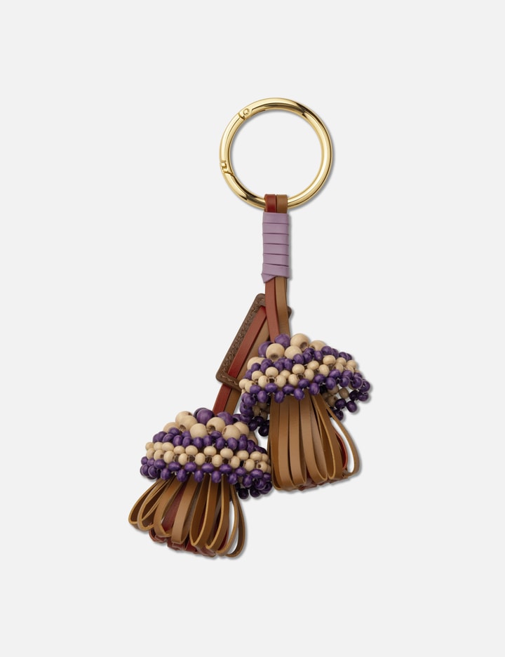 Marni Leather Keyring With Wooden Bead Detail