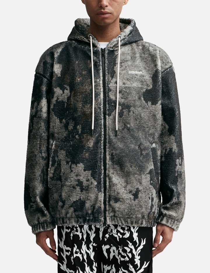 BURN PRINT ZIP-UP FLEECE HOODIE Placeholder Image