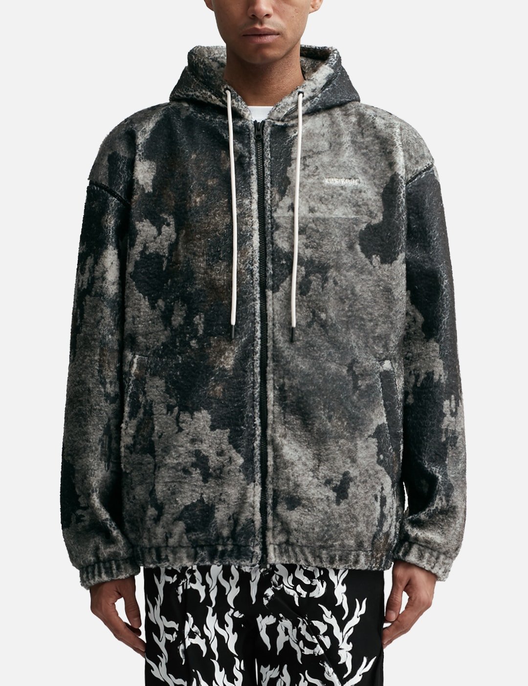 BURN PRINT ZIP-UP FLEECE HOODIE view 11