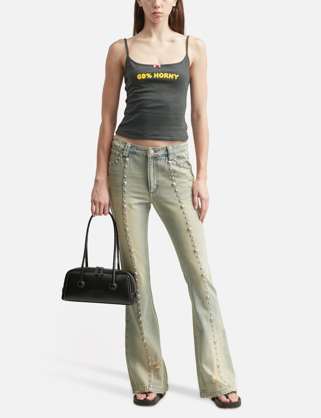 Dark Grey Print Strap Tank Top view 20