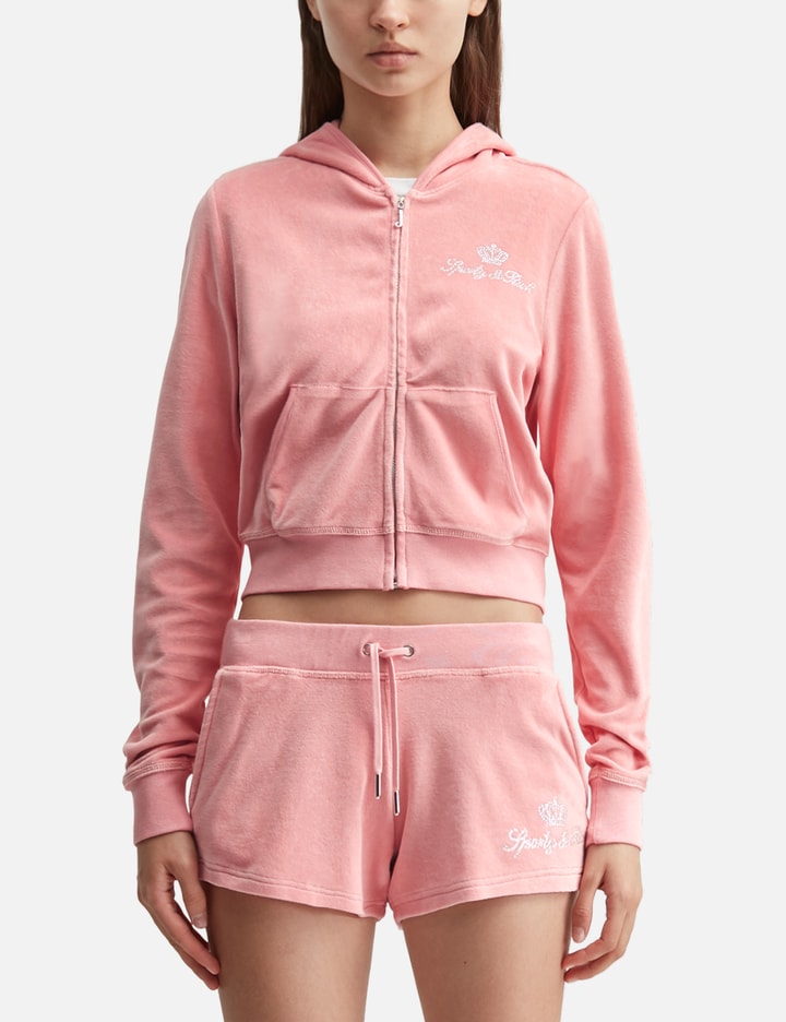Sporty & Rich Sporty & Rich X Juicy Couture Script Velour Zip Hoodie
