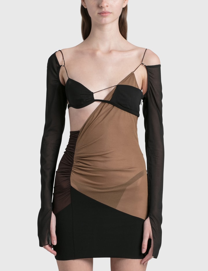 nensi dojaka cut out dress Nensi Dojaka Cutout Ruched Mini Dress in White