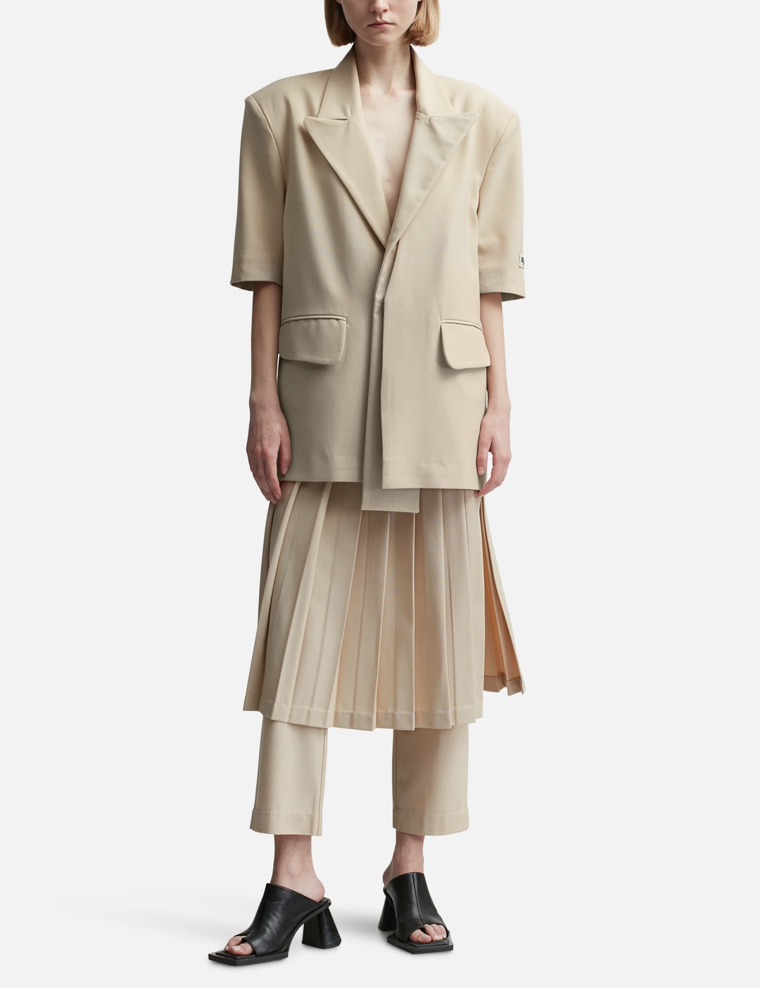 Short Sleeves Mix Media Blazer view 19