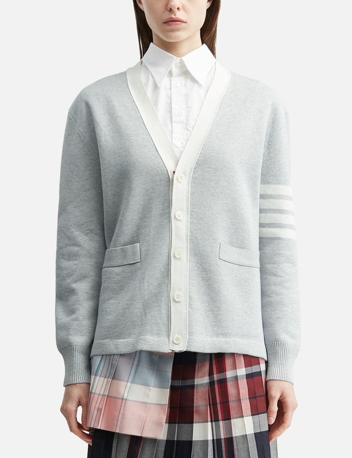 Thom Browne Crest Intarsia Jacquard 4-Bar Rugby Fit Cardigan