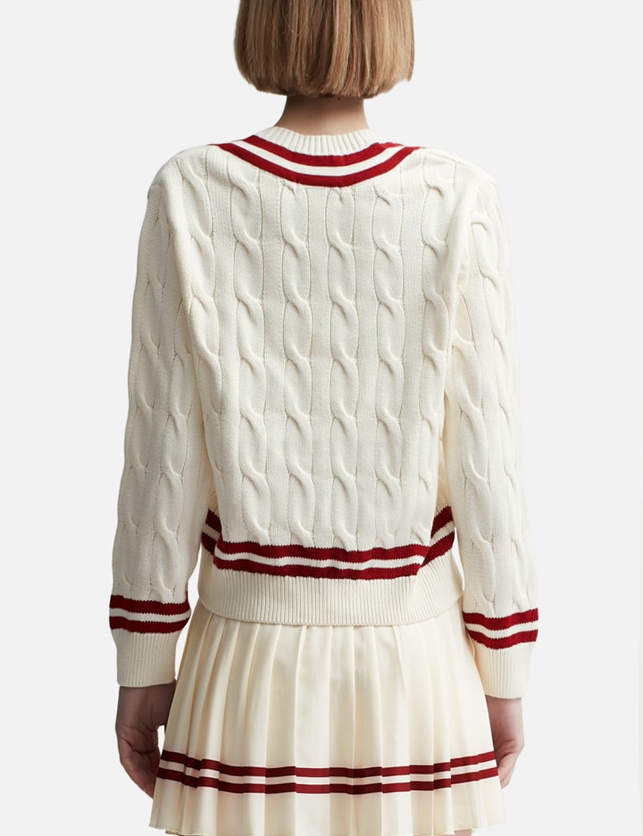 Shop Sporty &amp; Rich Src Cableknit V Neck Sweater In White