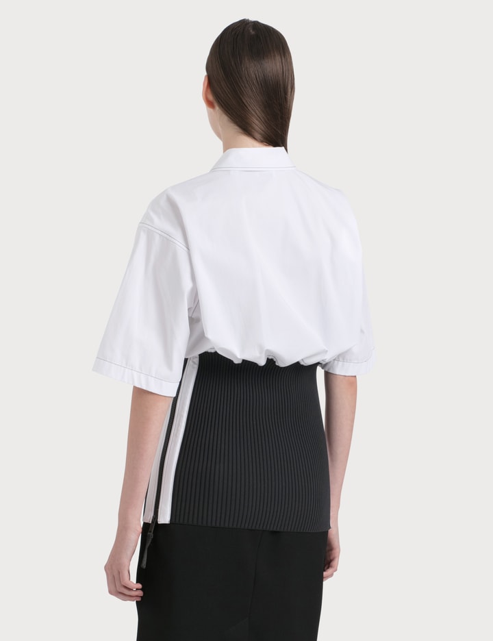Short-sleeve Rib Knit Detail Cotton Oversized Shirt Placeholder Image