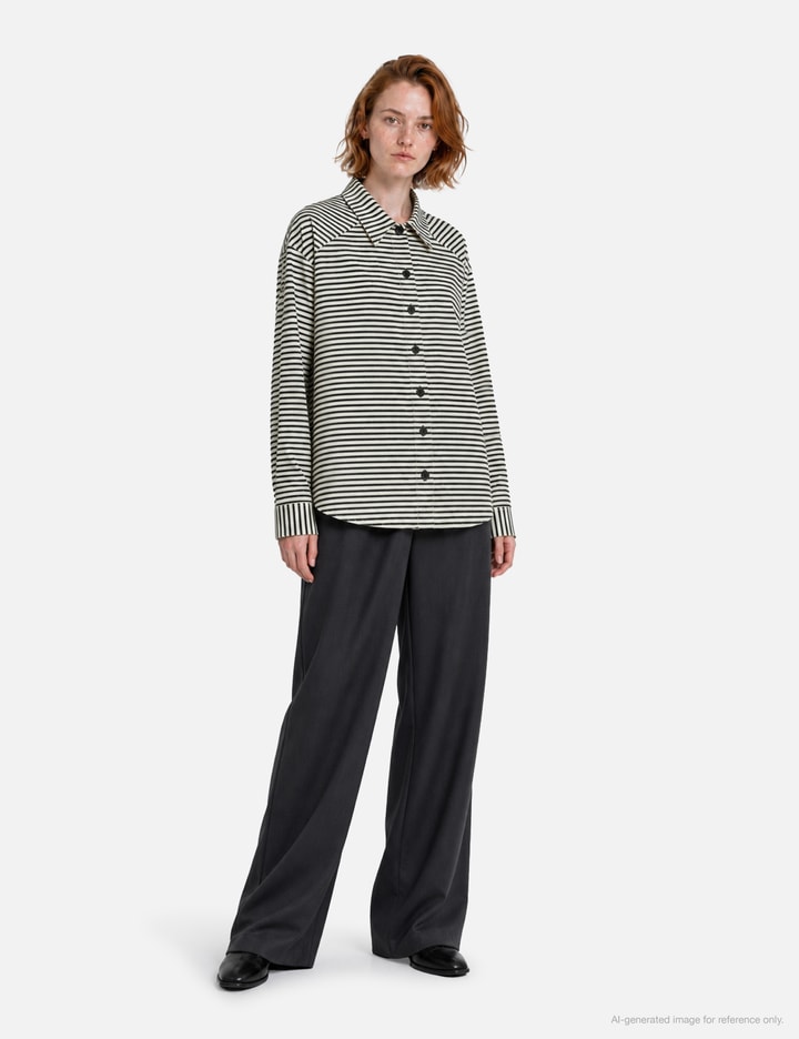Moondal Adam Cotton Shirt In Gray Stripe