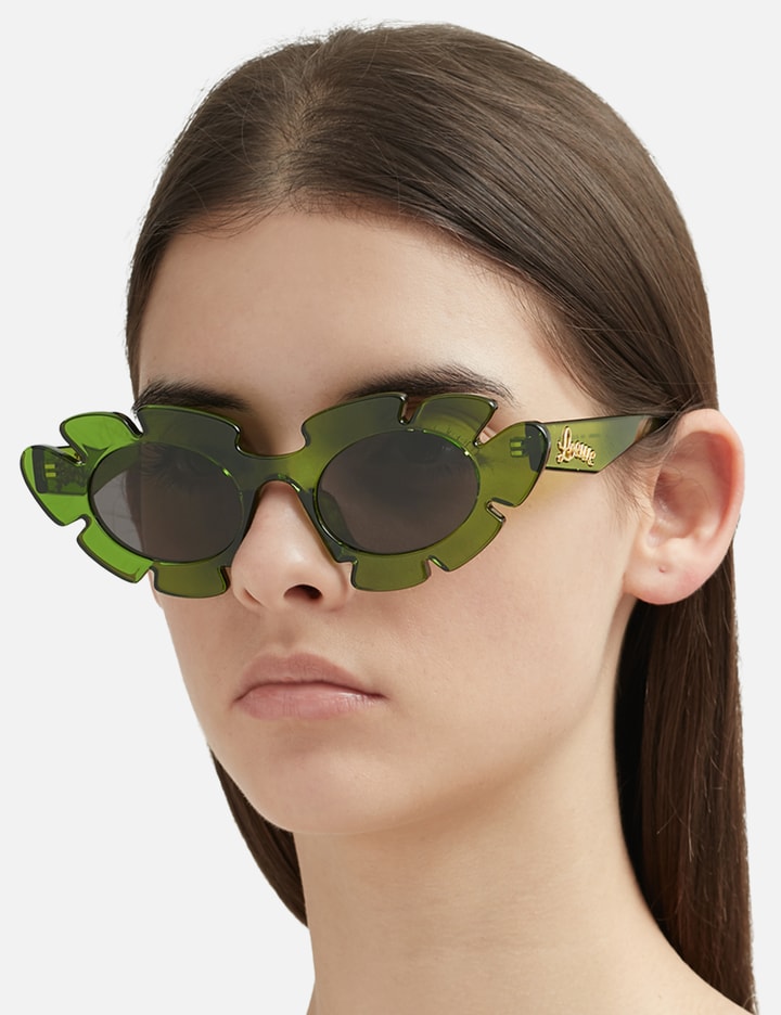 Shop Loewe Flower Sunglasses In Green
