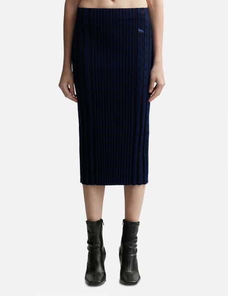 Maison Kitsuné Check Ribbed Midi Skirt