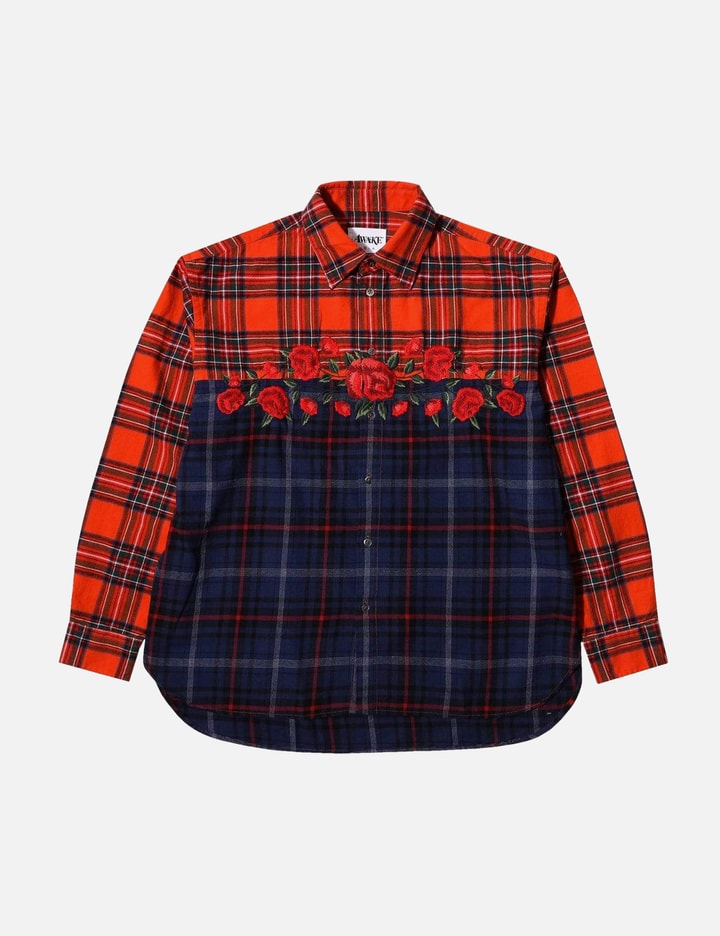 Awake NY Embroidered Rose Flannel in Red/Blue Placeholder Image