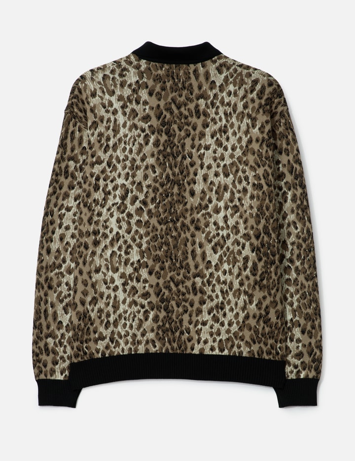 Leopard Jacquard Knit Polo Shirt Placeholder Image