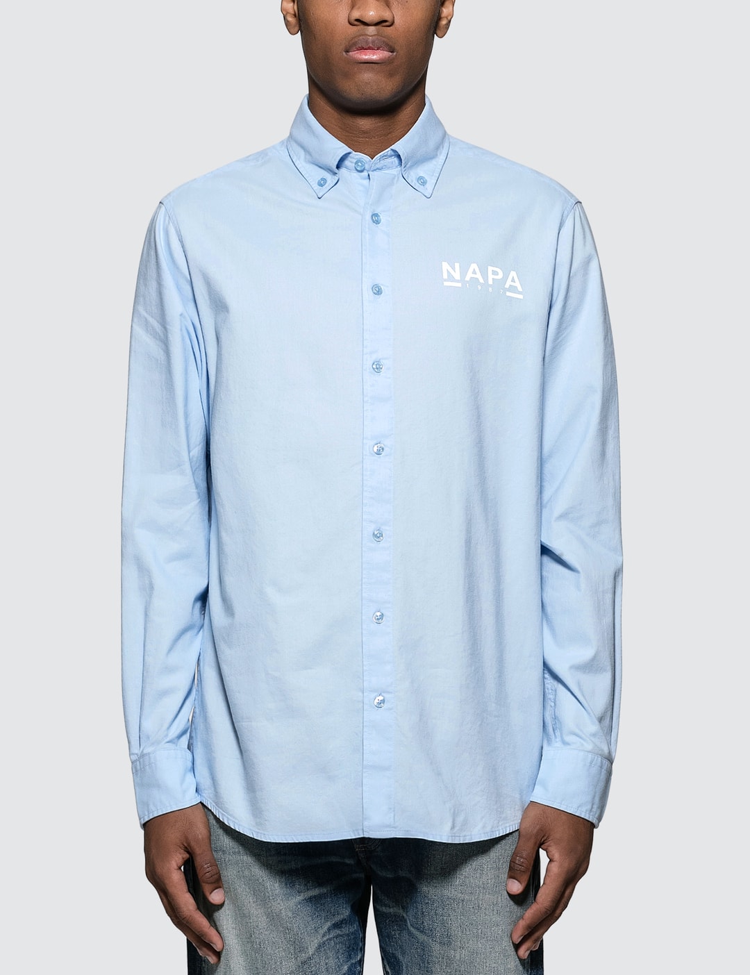 TIM LEHI / 50'S SHIRT L/S BLUE-SILVER