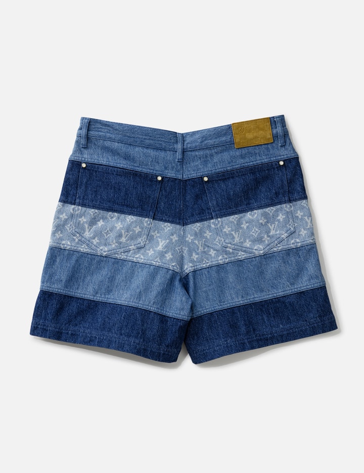 Striped Patchwork Denim Shorts Placeholder Image